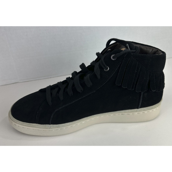 UGG Cali Fringe High Top Trainer Suede Boots Men's 11.5 Black Laced Shoes Uggs - Picture 4 of 14
